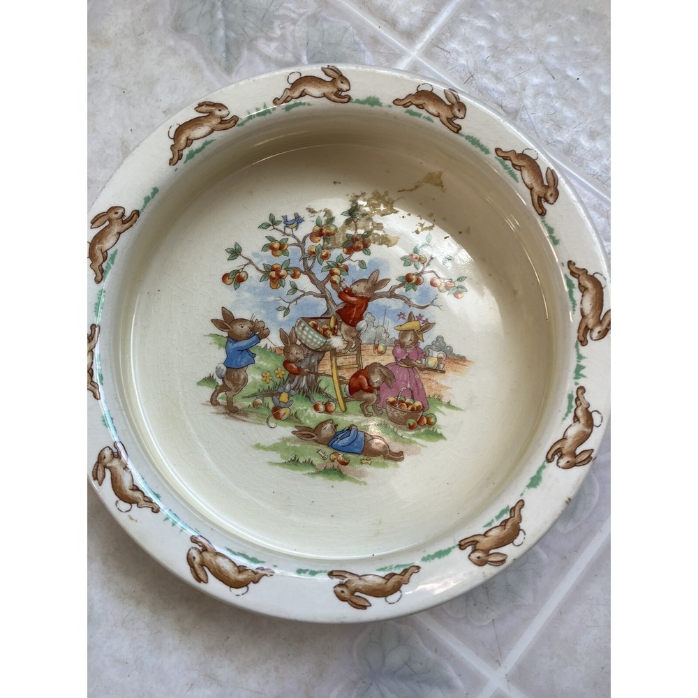 Royal Doulton Bunnykins Child's Cereal Bowl Apple Picking Fine Bone China